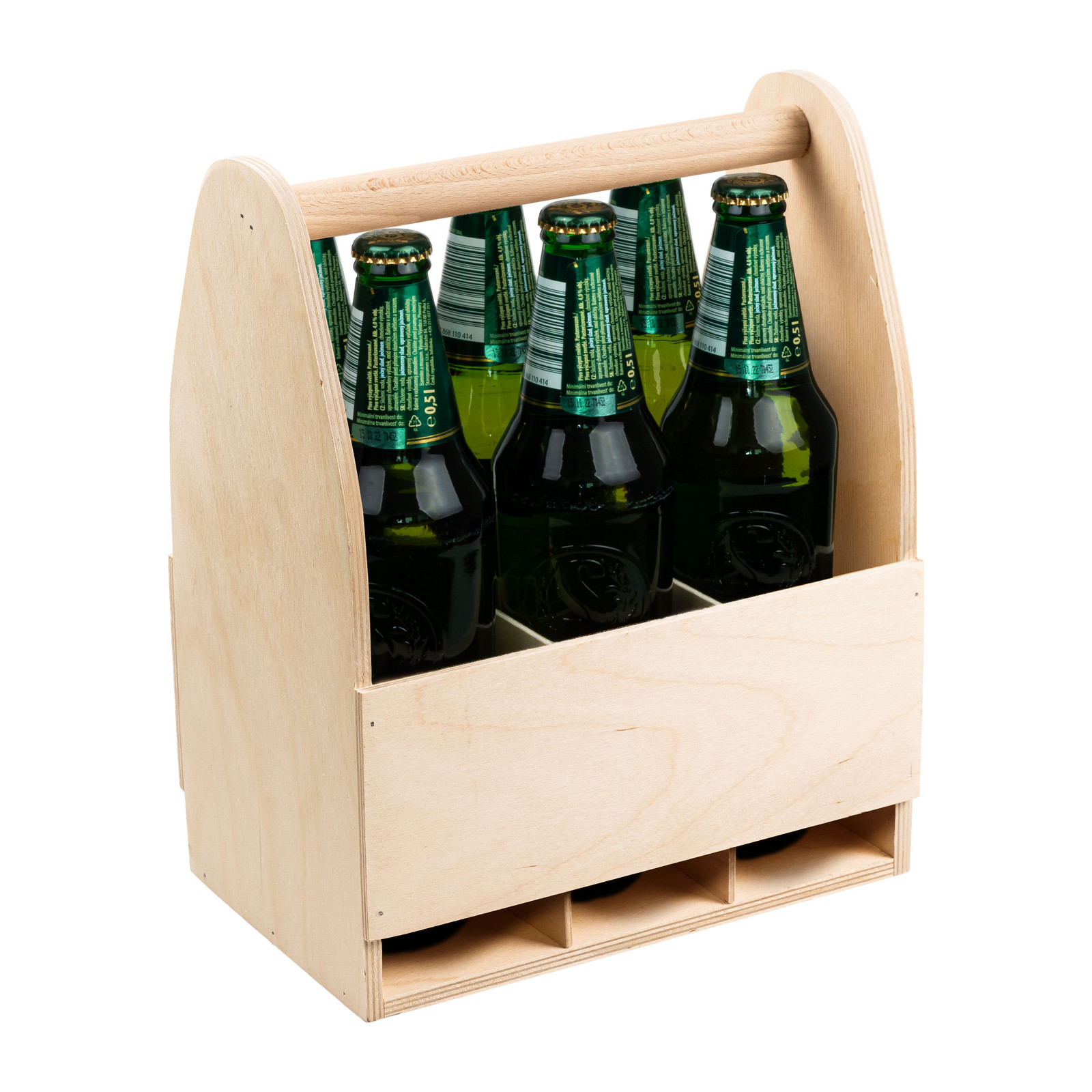 FK Dřevěný nosič na pivo 32x26x16 cm, Přírodní