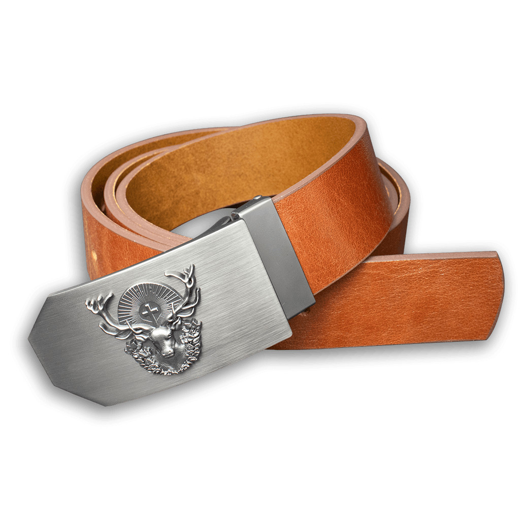 Opasek kožený myslivecký Jelen Hubert 4 cm - hnědý, 100