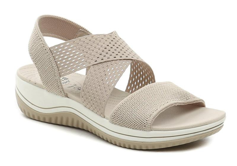 Jana 8-28768-42 zlato béžové dámské sandály šíře H