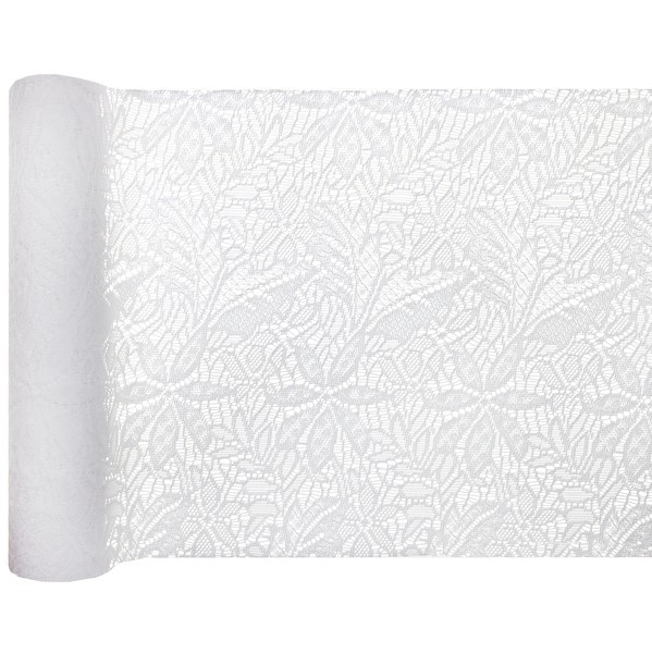 Šerpa stolová bílá květinová krajka 26cm/3m