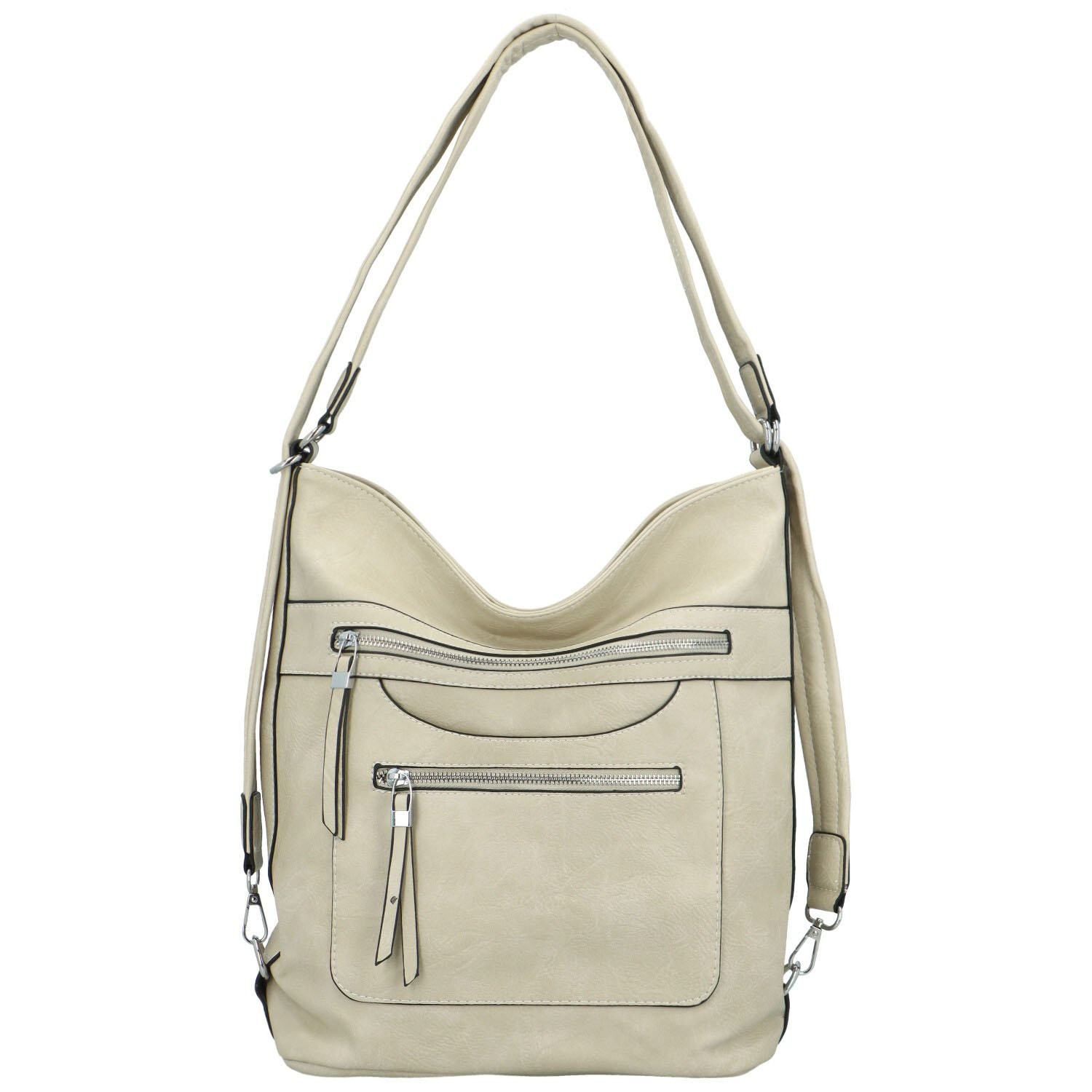 Pohodlná dámská koženková kabelka/batoh Fidéle new, krémová