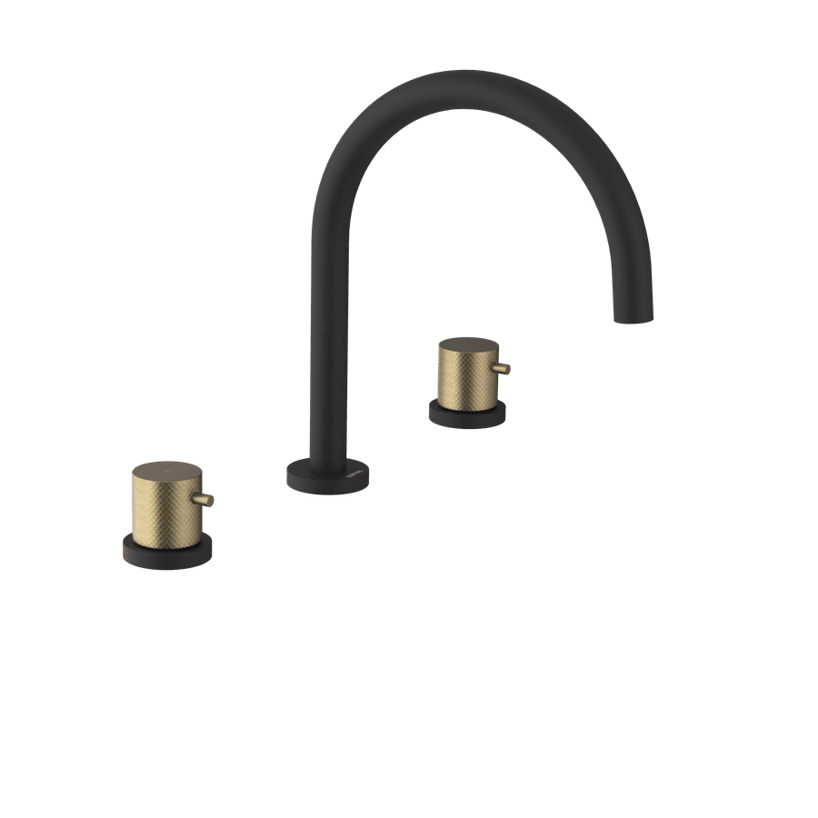 SAPHO ULTRASAN tříprvková stojánková umyvadlová baterie, černá mat/zlato mat UT017VBG