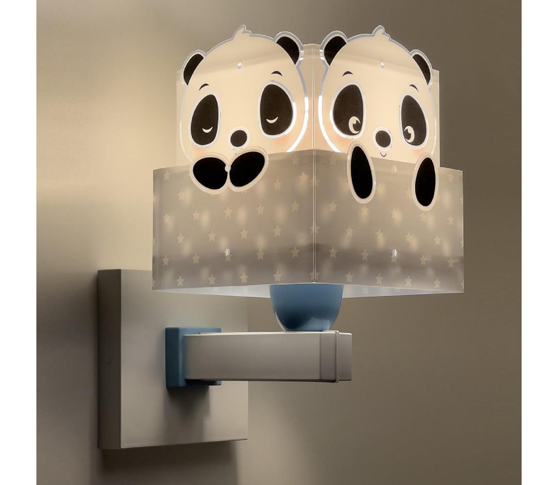 Dalber Dalber 63169T - Dětské nástěnné svítidlo PANDA 1xE27/60W/230V modrá