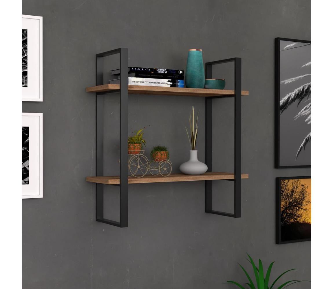 Nástěnná police BUBA 70x70 cm hnědá/antracit