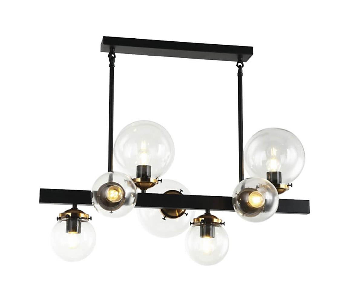 106003 - Lustr na tyči HYPERION 7xE27/7W/230V černá/čirá