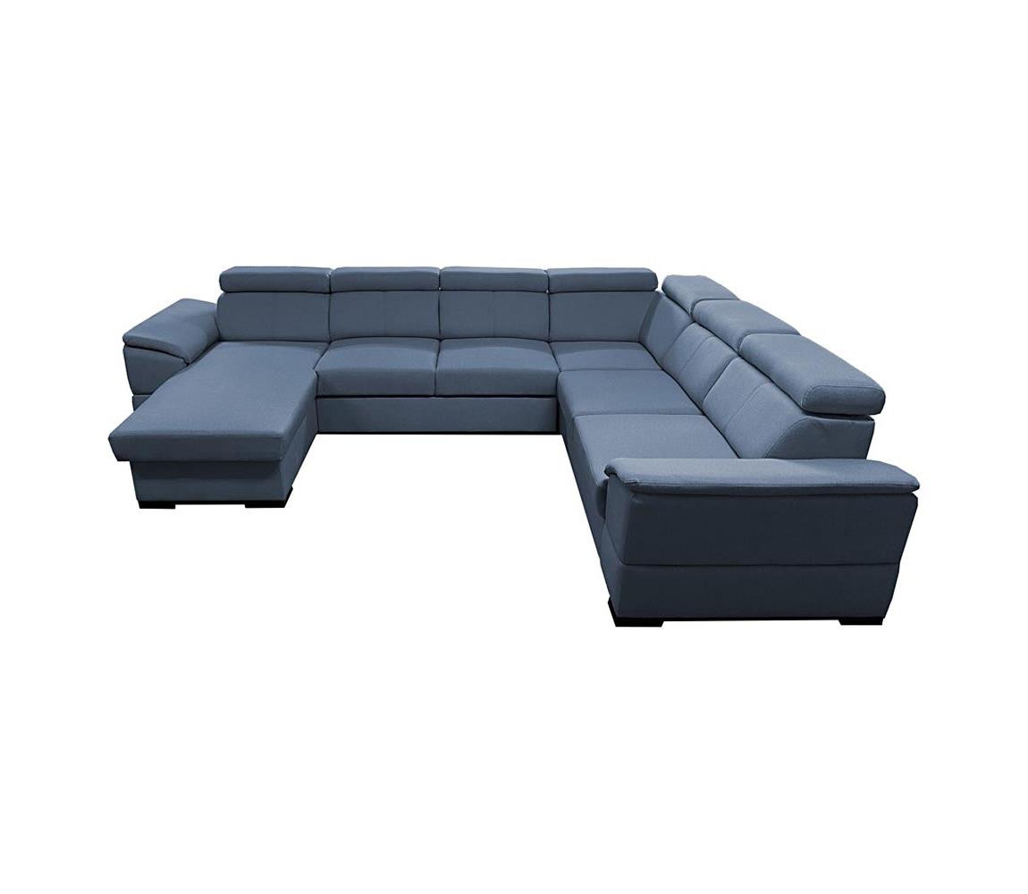 MEBLEDOMI Rozk. sedací souprava s univer. rohem do U s úložným prostorem GRANADA modrá