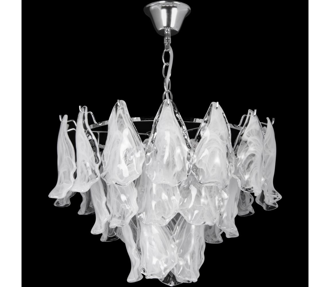 Lustr na řetězu 4xE27/60W/230V pr. 40 cm lesklý chrom/bílá