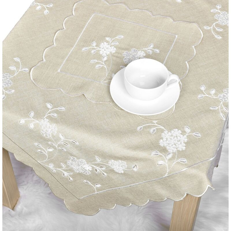 Ubrus celoroční, Hortenzie, béžový 35 x 35 cm