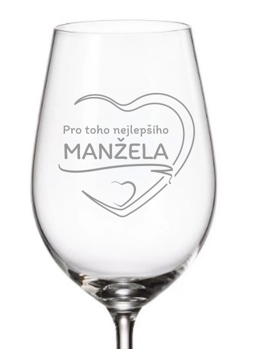 Dekorant Sklenička na víno pro manžela NEJLEPŠÍ MANŽEL