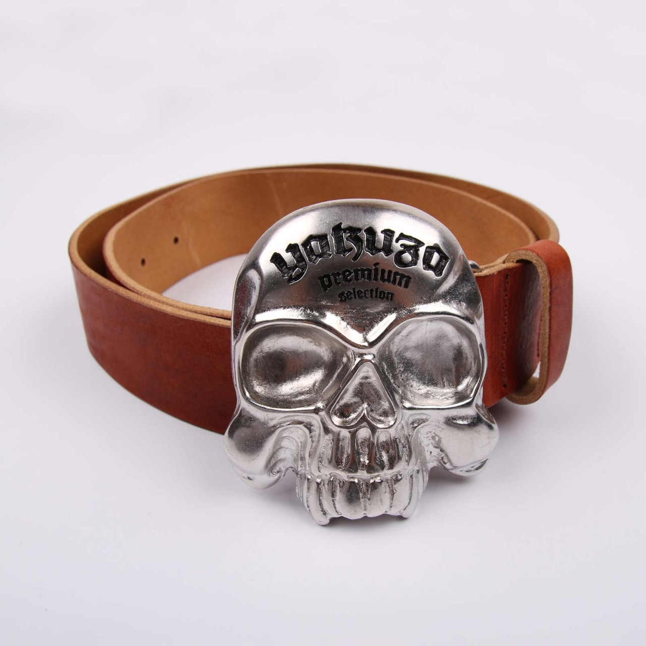 Opasek Yakuza Premium Skullhead - hnědý, 100