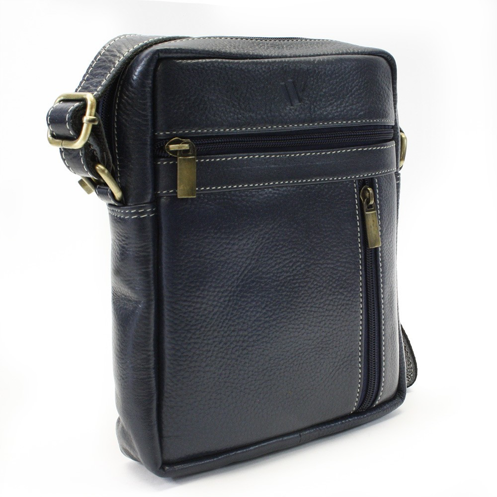 Kožený zipový crossbag Arwel - navy