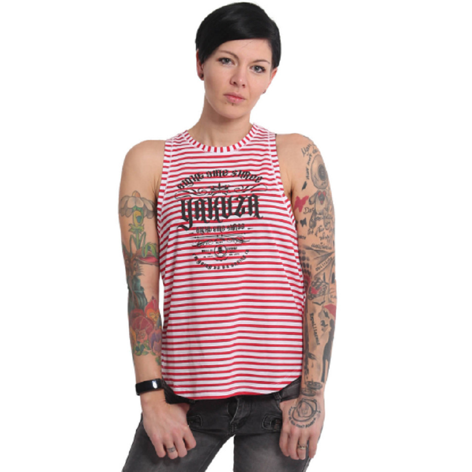 Tílko dámské Yakuza Script Stripe Loose - červené-bílé, XS