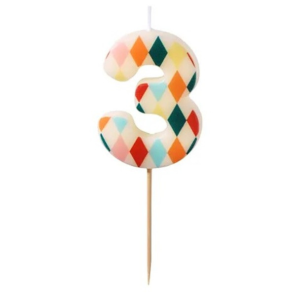 Svíčka narozeninová cirkus číslo 3, 5,5cm
