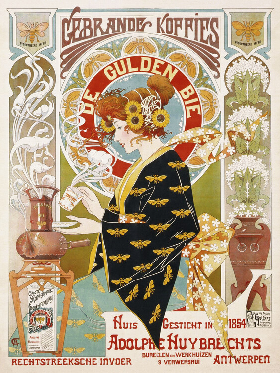 Alfons Mucha Obrazová reprodukce Coffee Shop Advert, Alfons Mucha, 30 × 40 cm