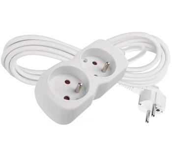 Emos Prodlužovací kabel 3 m / 2 zásuvka / bílý / PVC / 1 mm2 P0213