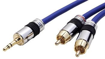 InLine Premium audio kabel jack 3,5mm(M) - 2x cinch(M), 15m, modrý