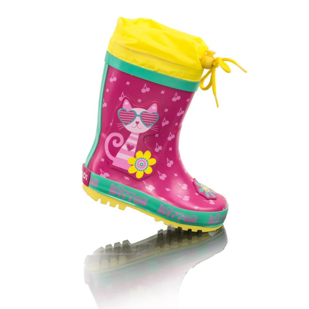 dívčí holínky gumové - potisk KOČKA, Pidilidi, PL0095-03, růžová - 27