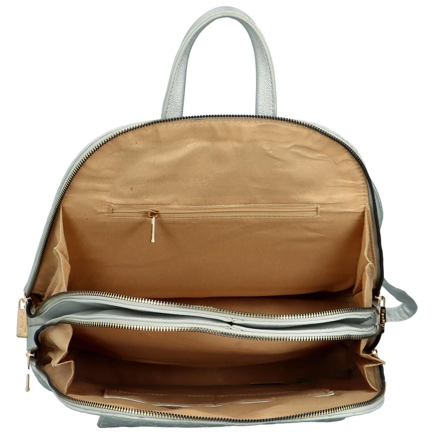 Trendy dámský koženkový kabelko-batoh MaxFly Sodiko, stříbrný