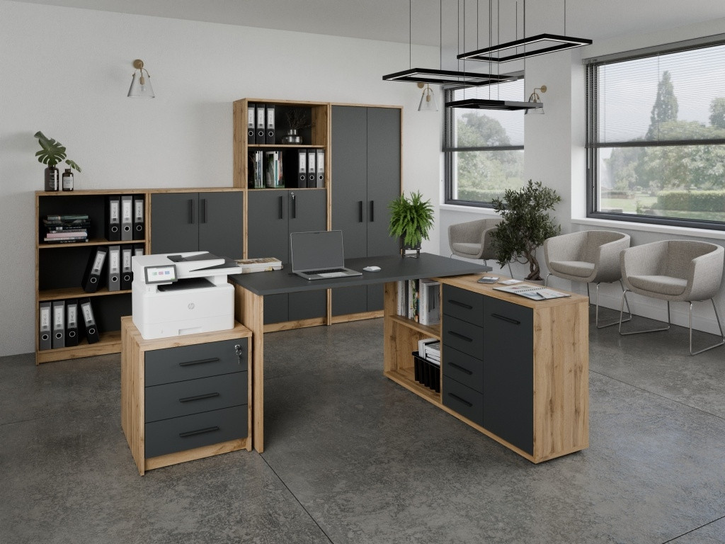 Kancelářská sestava NEJBY GIANNI 3, dub wotan/antracit