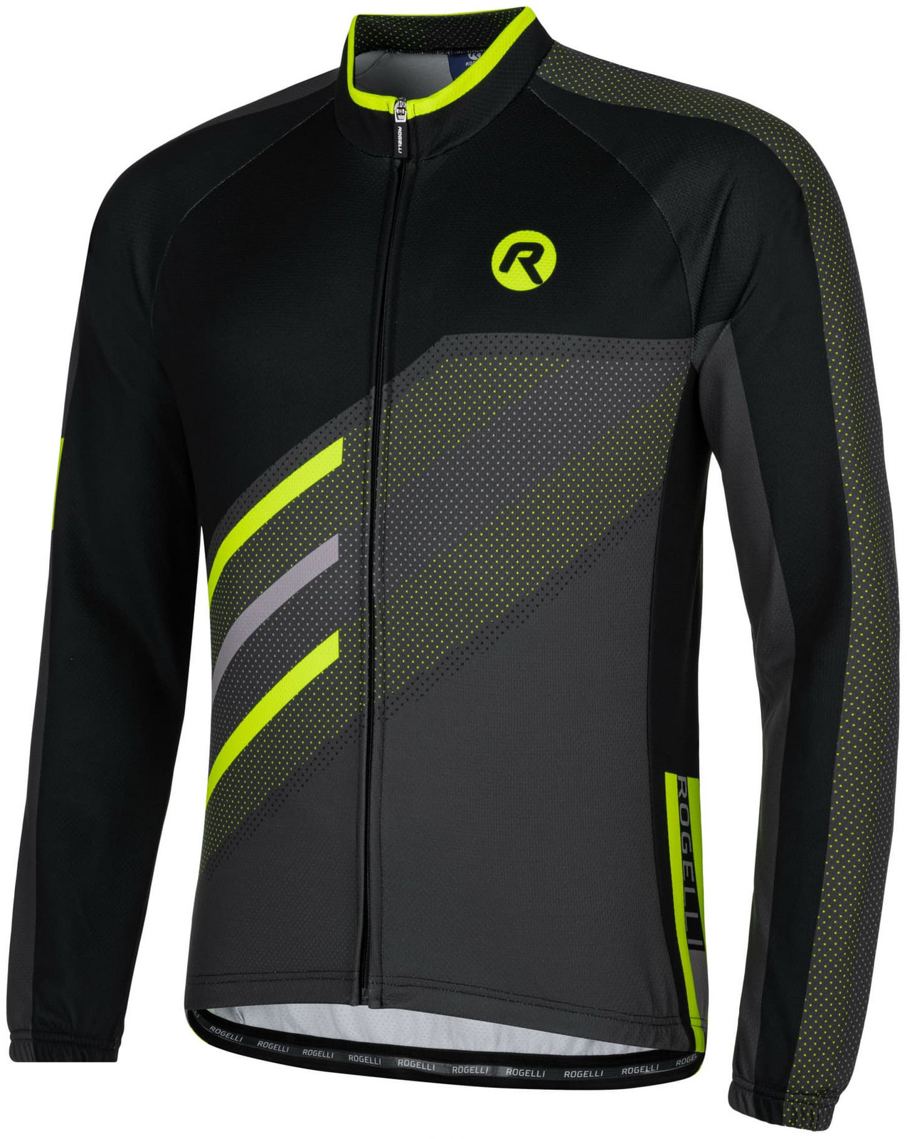 Volnější cyklistický dres Rogelli TEAM 2.0 s dlouhým rukávem, černo-reflexně žlutý M