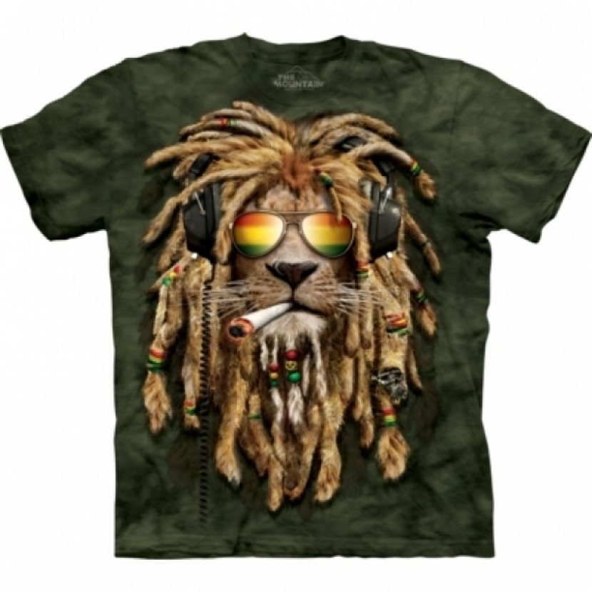 Tričko unisex The Mountain Smokin Jahman Big Cat - zelené, XXL