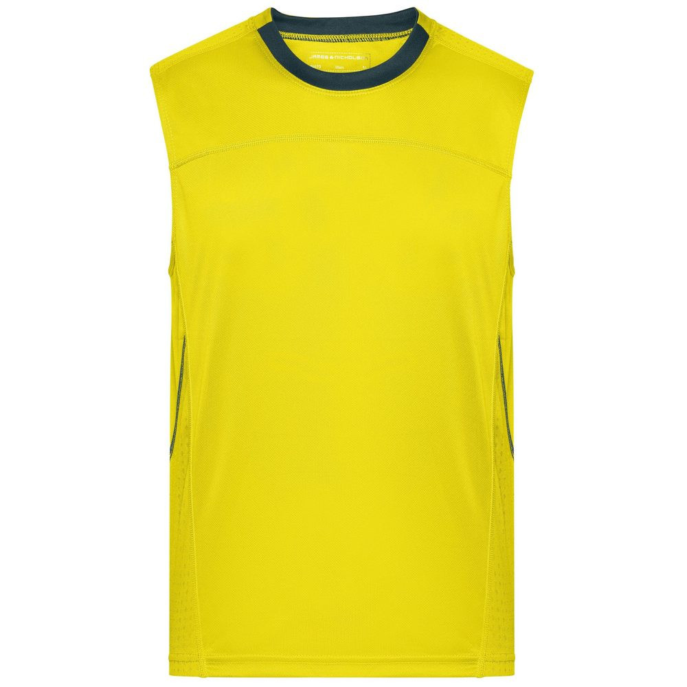 James & Nicholson (Daiber) Pánské běžecké tílko JN470 - Citrónová / ocelově šedá | S