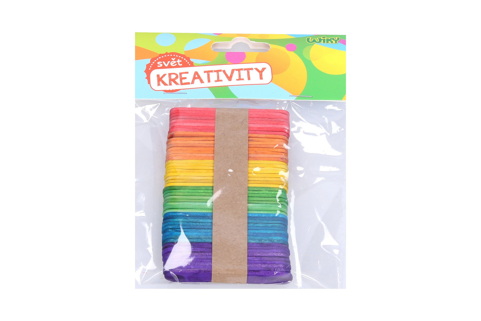 Dřívka barevné 6,5x1 cm, 50ks