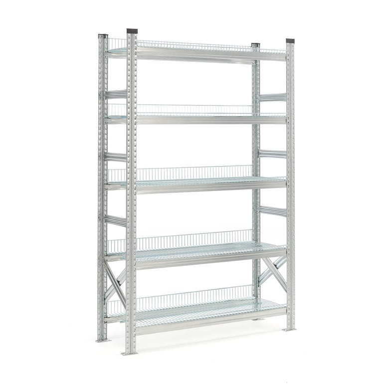 Drátěný regál TRANSFORM, 5 polic, 1972x900x400 mm