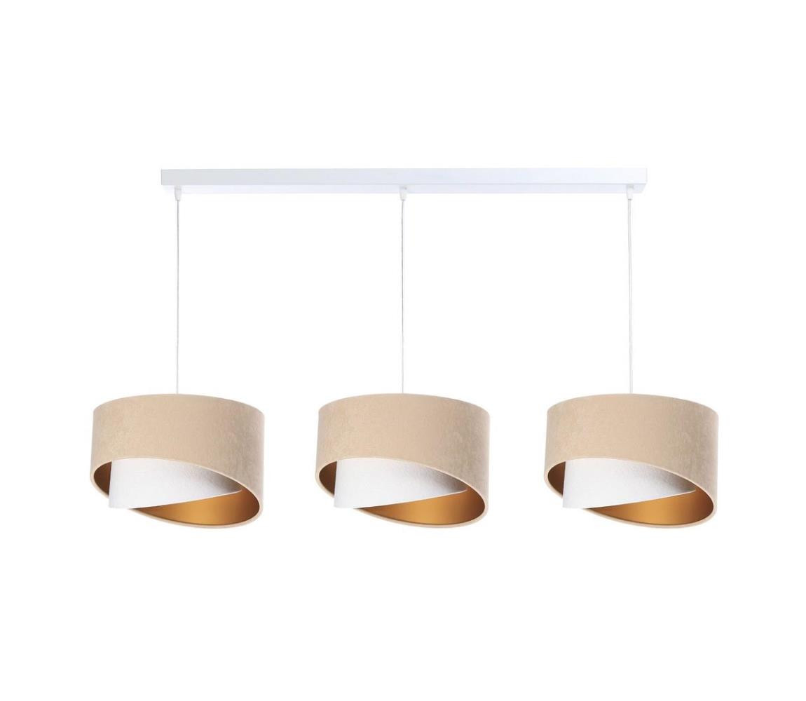 Lustr na lanku GALAXY 3xE27/60W/230V béžová/bílá/zlatá