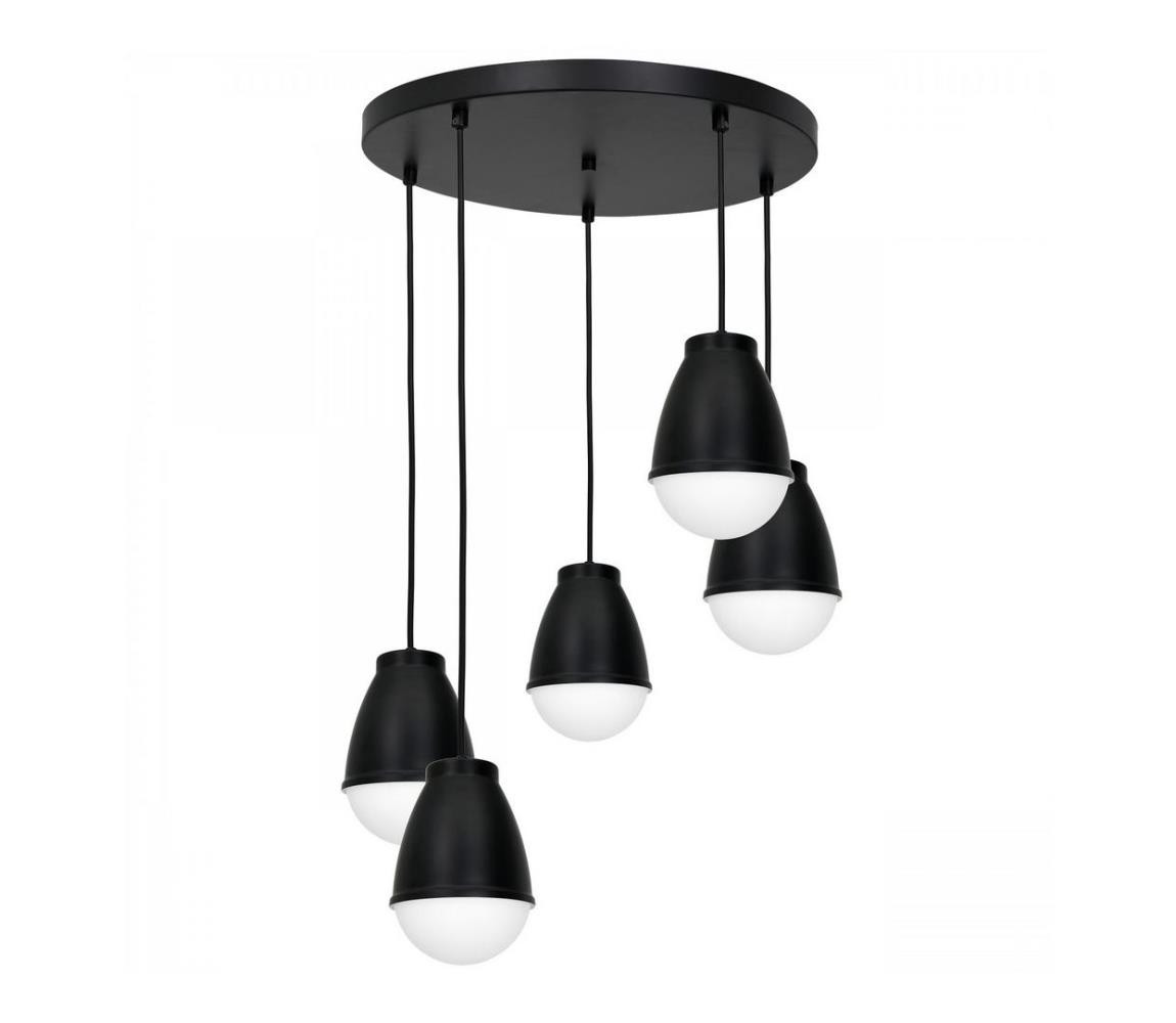 Lustr na lanku CARYON 5xE14/60W/230V černá kulatý