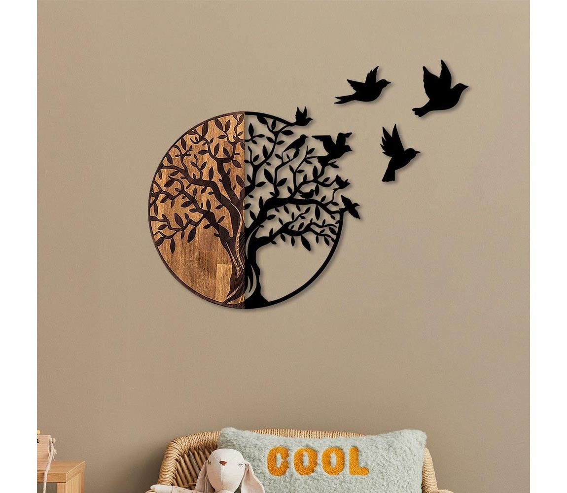 Nástěnná dekorace 71x92 cm strom dřevo/kov