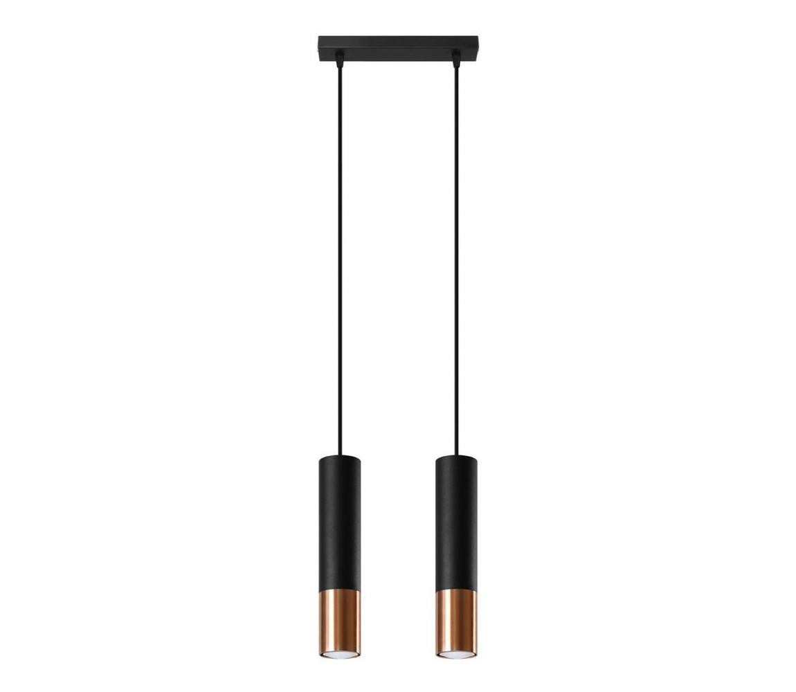 SL.0947 - Lustr na lanku LOOPEZ 2xGU10/10W/230V černá/měď