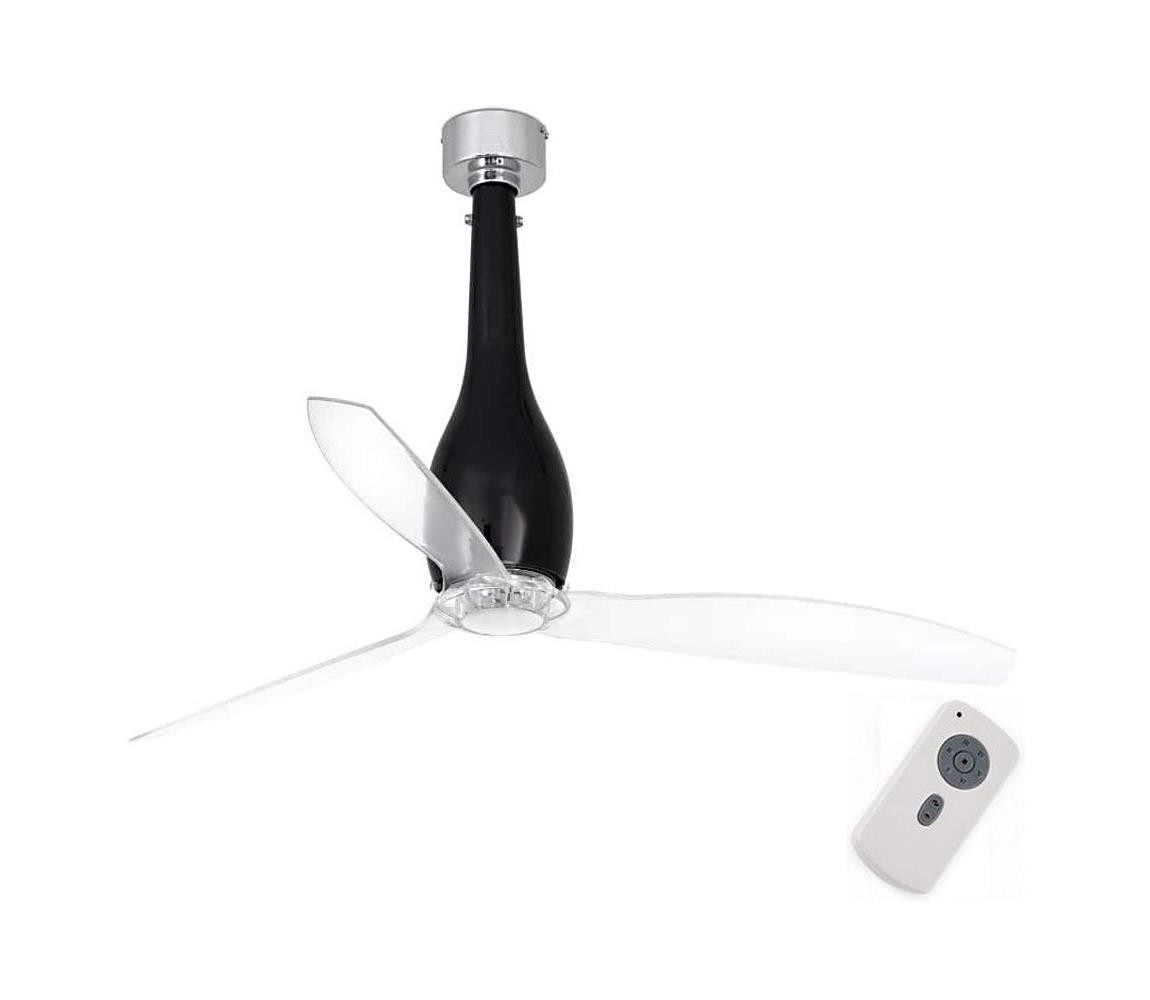 FARO Barcelona FARO 32002 - Stropní látor ETERFAN černá/čirá pr. 128 cm + dálkové ovládání