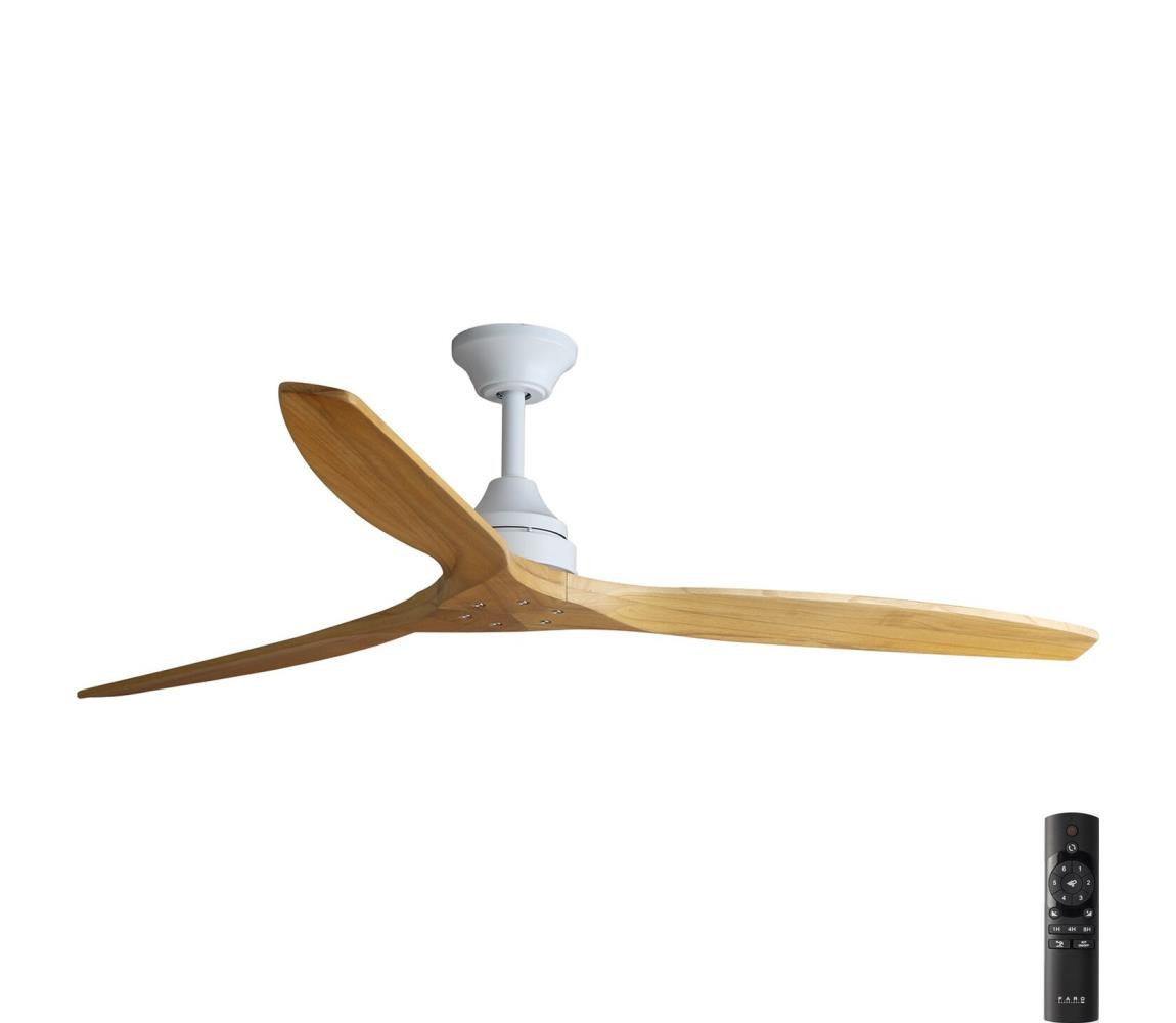 FARO Barcelona FARO 33728DC - Stropní látor ALO L dřevo/bílá pr. 152 cm + dálkové ovládání