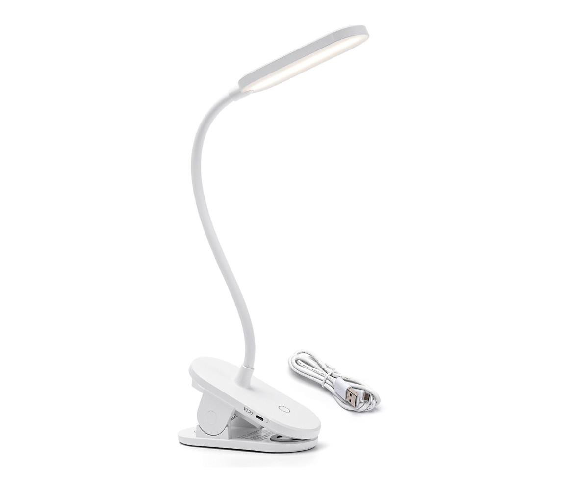 B.V. -LED Stmívatelná nabíjecí stolní lampa s klipem LED/2,5W/5V 1200mAh bílá