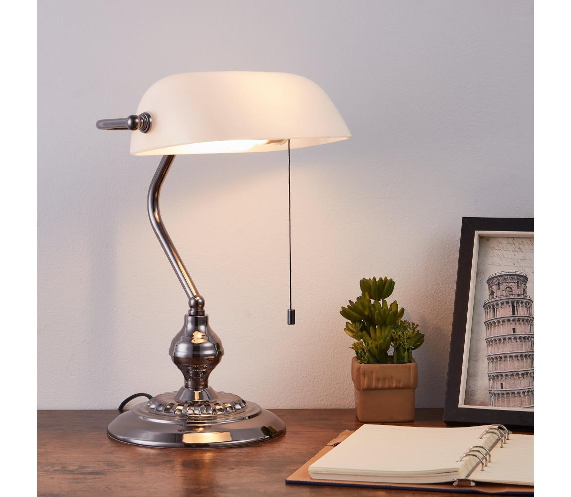 Eglo Eglo 901019 - Stolní lampa BANKER 1xE27/60W/230V bílá/lesklý chrom
