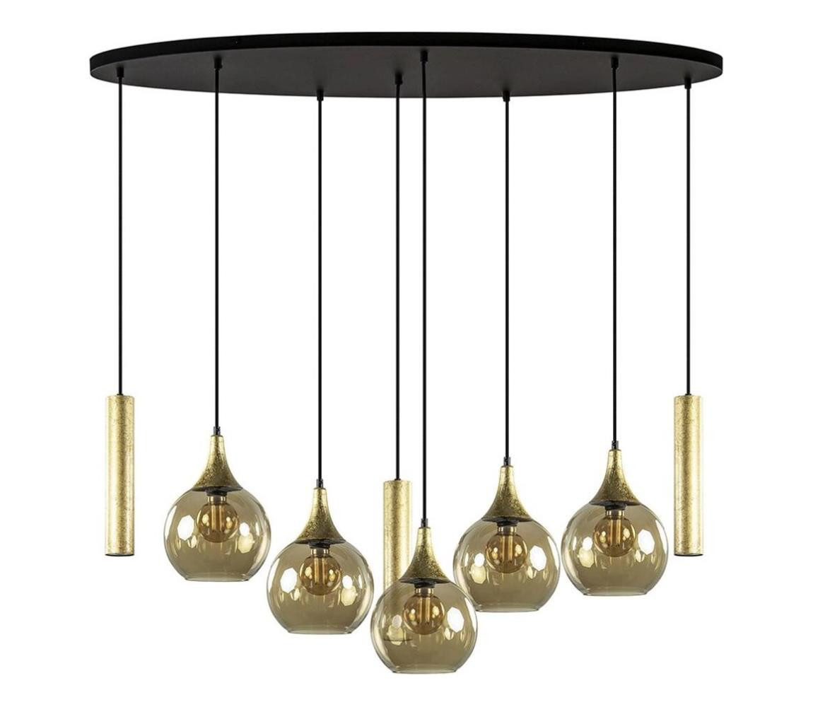 Keter Lighting Lustr na lanku CALYPSO 3xGU10/60W/230V + 5xE27/60W černá/zlatá