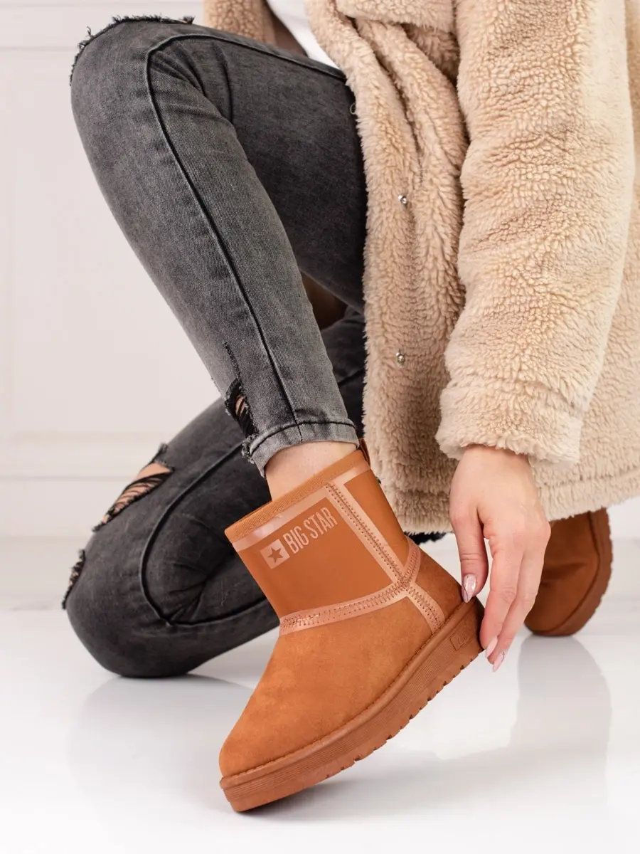 Pohodlné béžové dámské sněhule bez podpatku