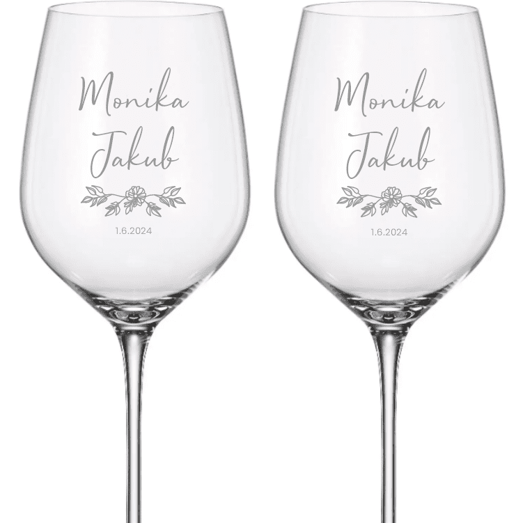 Dekorant svatby Svatební sklenice na bílé víno VĚTVIČKA 480 ml 2KS