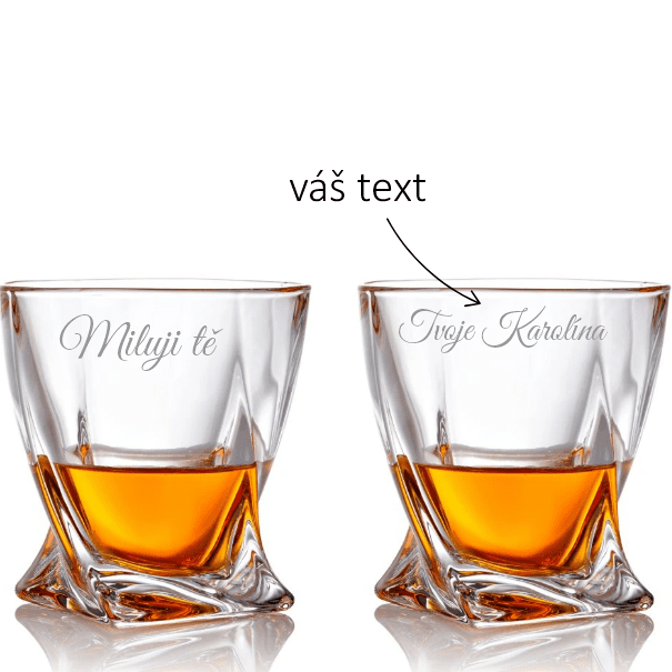 Dekorant Sklenice na whisky s gravírováním MILUJI TĚ 2KS