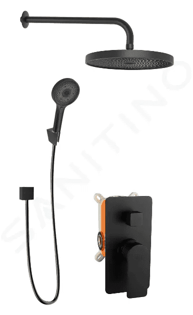 kielle 20618SP44 - Sprchový set s baterií pod omítku, pro 2 spotřebiče, s příslušenstvím a tělesem, matná černá