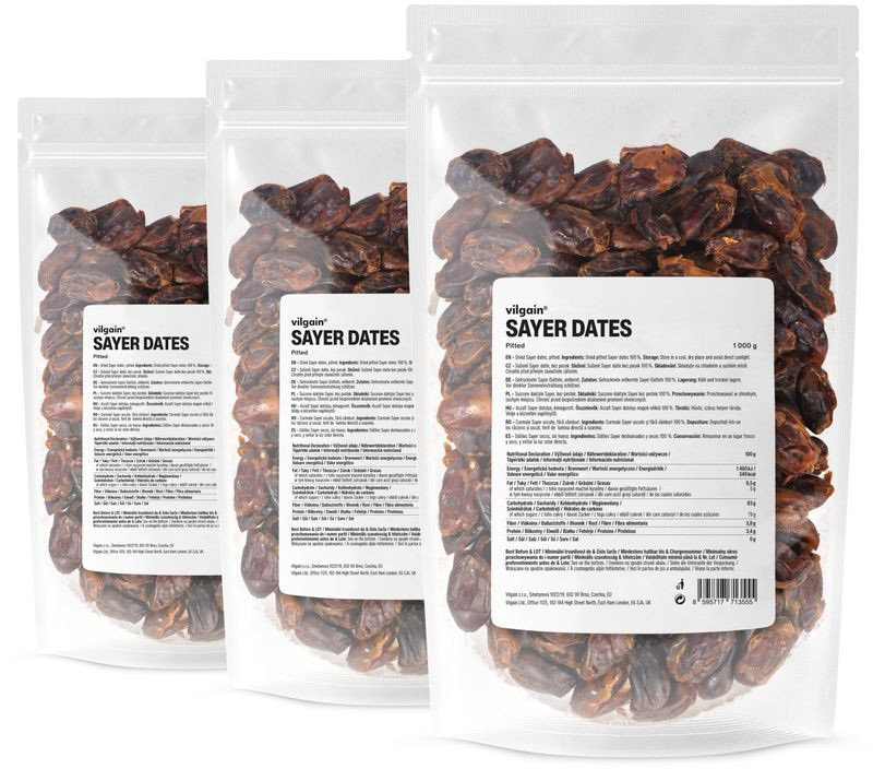 Vilgain Sušené datle Sayer bez pecek –  3× 1 000 g
