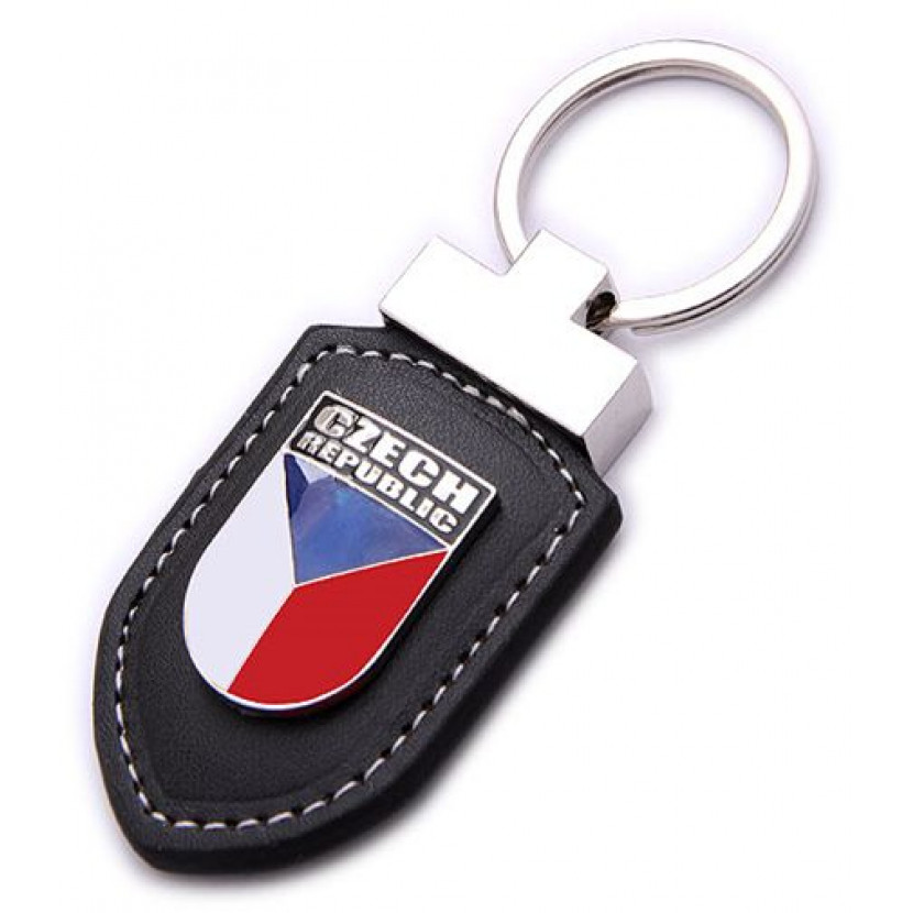 Klíčenka kožená s vlajkou Czech Republic (ČR) - černá