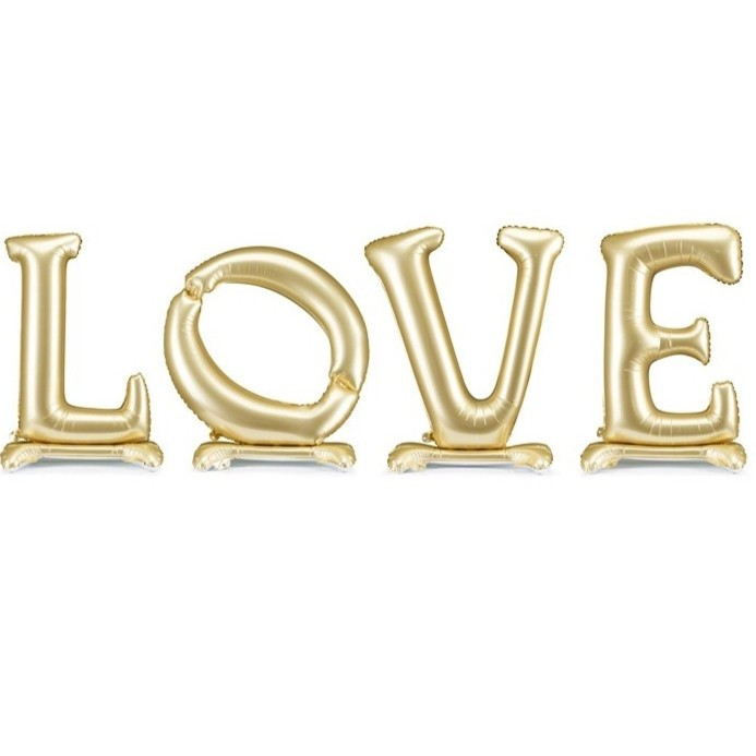 Stojací fóliový nápis LOVE zlatý 350x114 cm