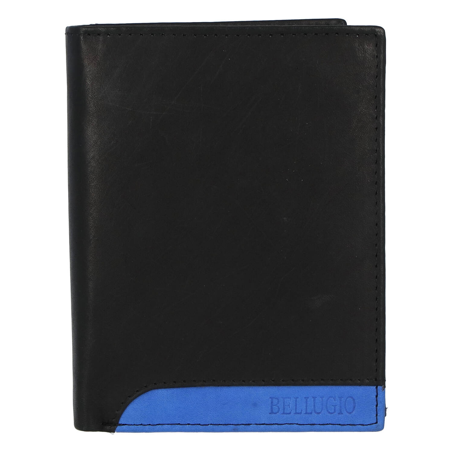 Nepřehlédnutelná pánská kožená peněženka s výrazným logem značky Daniel, černá/modrá