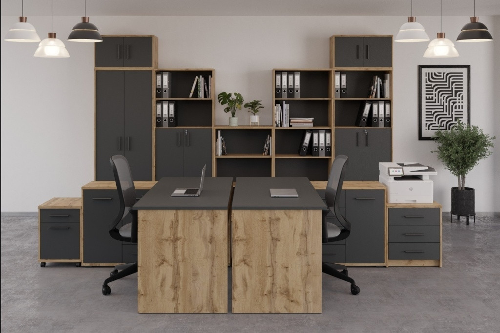 Kancelářská sestava NEJBY GIANNI 8, dub wotan/antracit