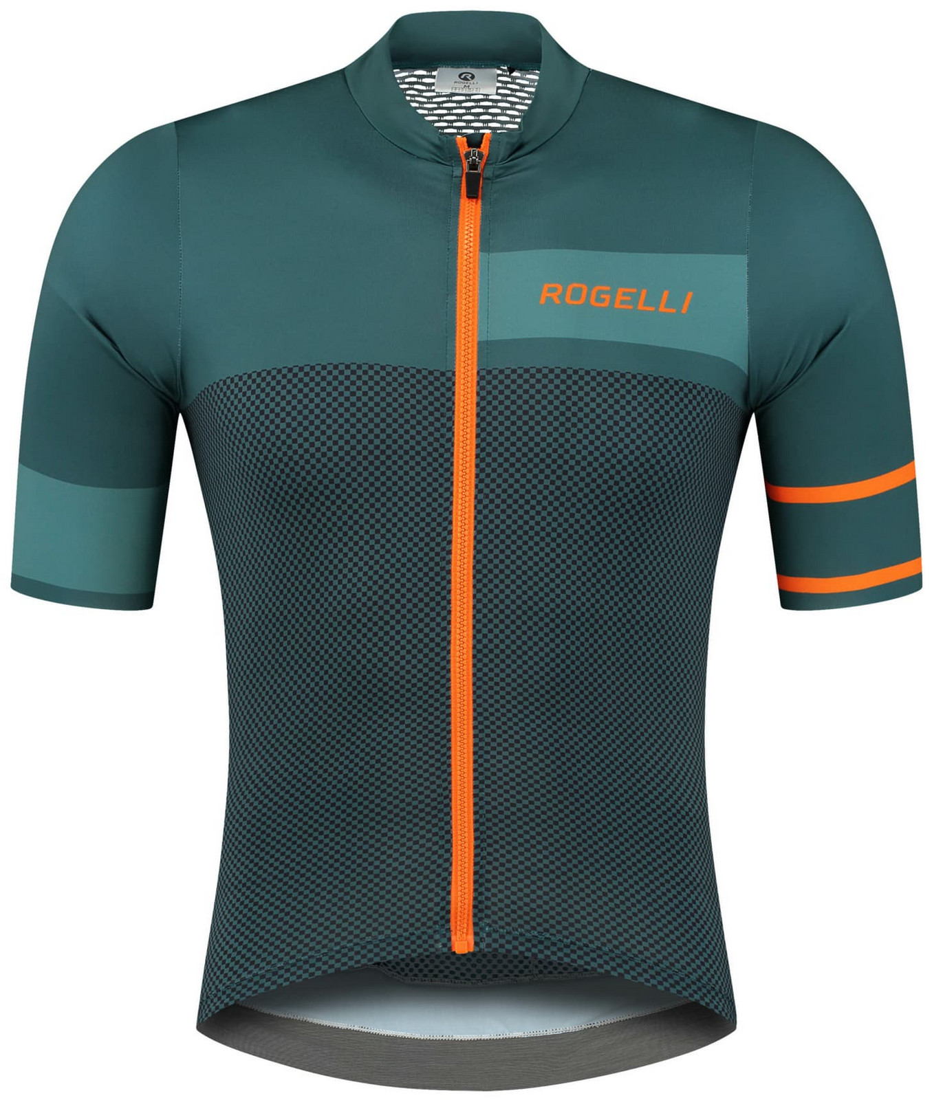 Aerodynamický cyklodres Rogelli BLOCK s krátkým rukávem, zeleno-oranžový S