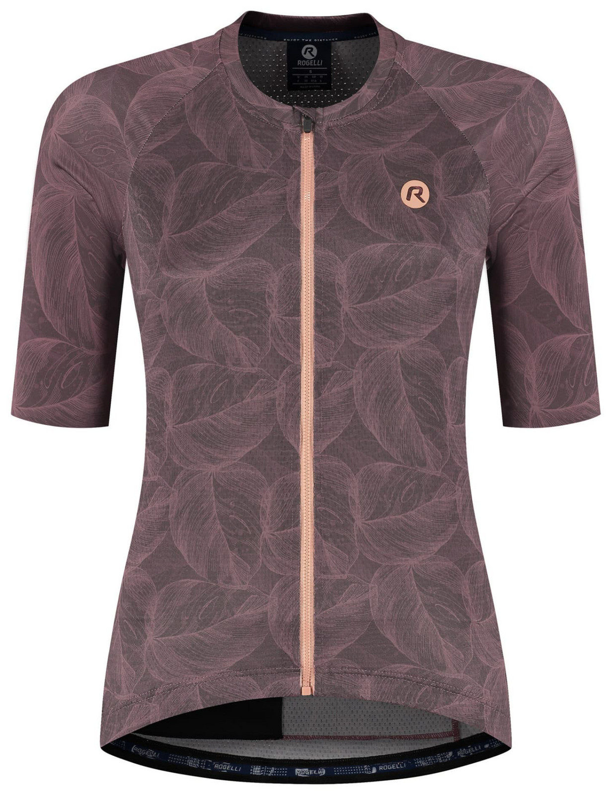Elegantní dámský cyklistický dres Rogelli ESSENTIAL GRAPHIC II s krátkým rukávem, vínovo-korálový 2XL