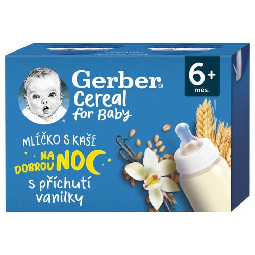 Gerber Cereal Mlíčko s kaší na dobrou noc s příchutí vanilky 2x200ml 6M+