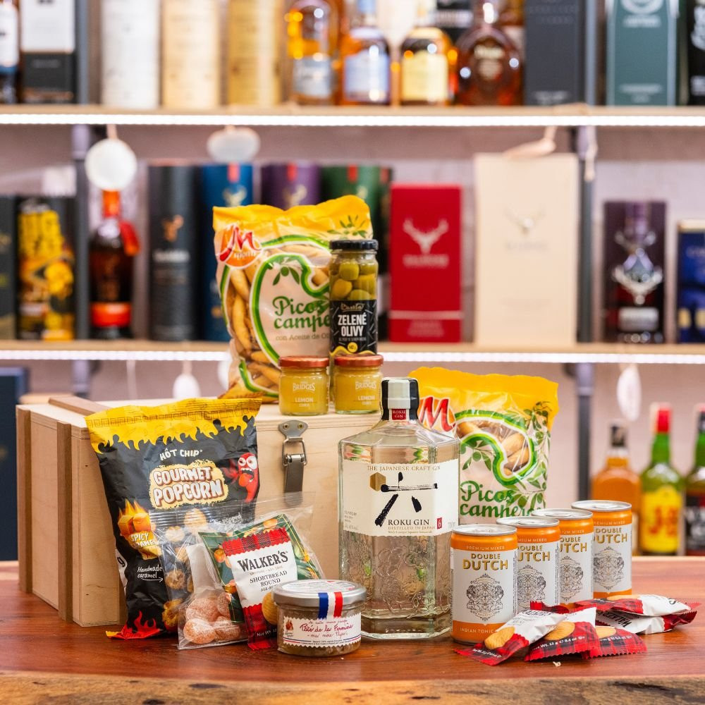 Dárkový Box s Alkoholem - Roku Gin 0,7l 43% Dřevěný box